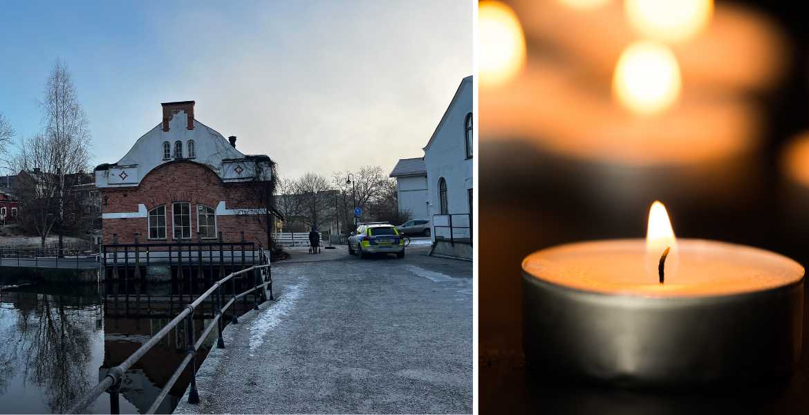 Bild på Norrtälejån i Norrtälje och ett värmeljus.